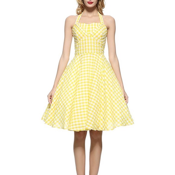 gingham halter dress